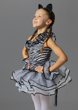 Zebra printed dress with tutu skirt Black-White Front 2 [Black]