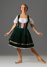 Germanic lace front dress with hair bow Green Front 2 [Green]