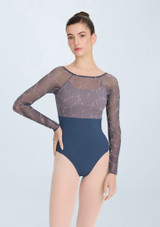 Intermezzo Imma Long Sleeved Leotard Aqua Front [Blue]