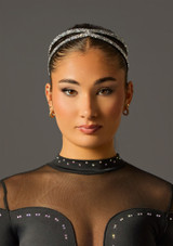 Diamante Competition Hair piece Black Front [Black]