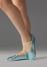 Shine full sole ballet shoe Aqua Front 3 [Blue]