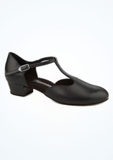 Diamant Block Heel T-Bar Ballroom Shoe 1" - Black Black Main 2 [Black]