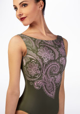 Ballet Rosa Paisley Print Leotard Green Front 2 [Green]