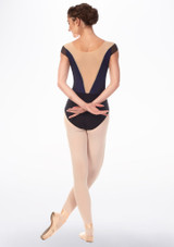 Grishko Mock Bardot Capped Sleeve Leotard Purple Back [Purple]