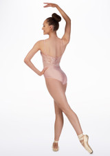 So Danca Scalloped Lace Camisole Leotard Pink Back [Pink]