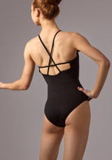 Move Dance Haze Cross Back Mesh Leotard Black Back [Black]