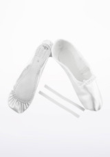 Tappers & Pointers Full Sole Satin Ballet Shoe - White White Crop [White]