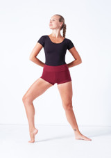 Move Dance Sasha Rolltop Dance Shorts Burgundy Front 2 [Red]
