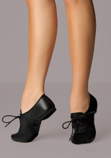 Alegra Black Basic Split Sole Jazz Dance Shoes Black Front 2 [Black]
