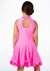 Move Dance Girls Adrina Latin Dress Fluorescent Pink Back [Pink]