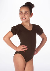 Alegra Girls Shiny Rosalie Leotard Brown Main [Brown]