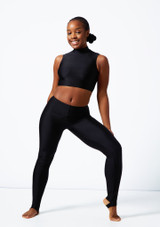 Alegra Shiny Stirrup Leggings Blue Front [Blue]