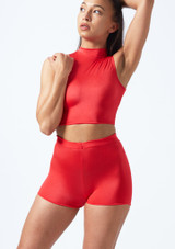 Alegra Shiny Maris Dance Crop Top Red Front [Red]