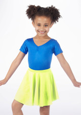 Alegra Girls Shiny Circle Dance Skirt Yellow front #2. [Yellow]