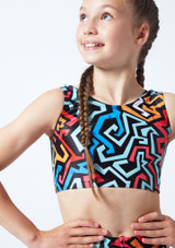 Alegra Girls Patterned Betty Dance Crop Top Close up front [Patterned]