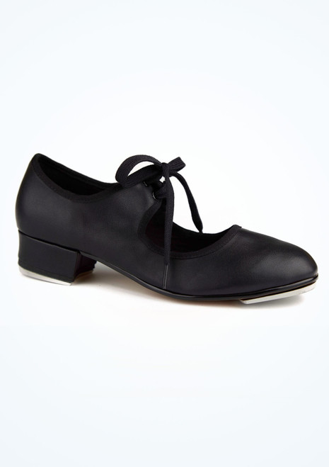 Alegra Basic Tie Front Tap Shoe Black Front [Black]