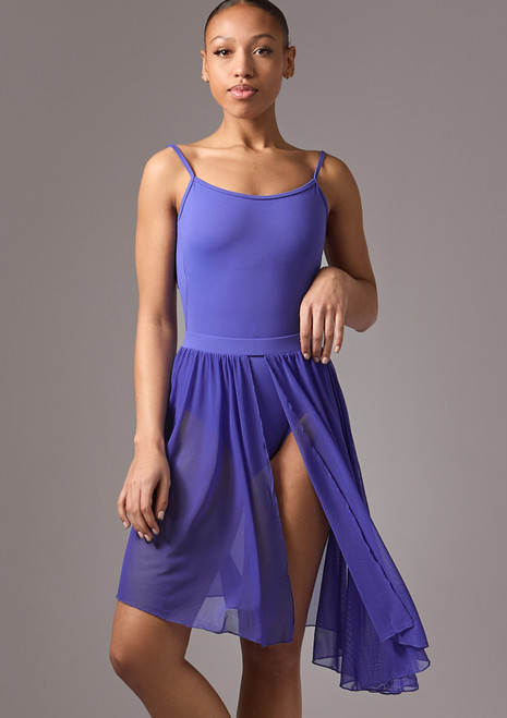 Move Dance Eris Asymmetric Lyrical Half Skirt Deep Blue Front [Blue]