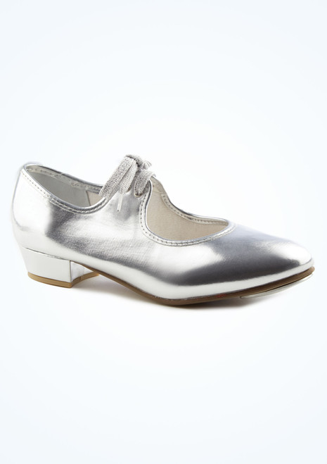 Alegra Tie Front Tap Shoe - Silver Silver Front [Silver]