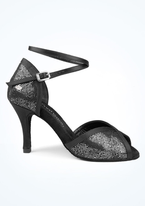 PortDance 500 Fashion Ballroom Shoe Black and Silver Side [Black]