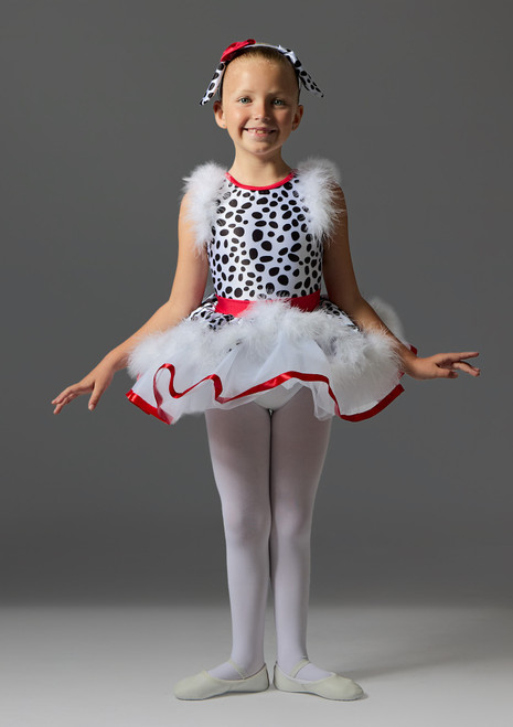 Dalmation Tutu dress with headband White-Black Front [White]