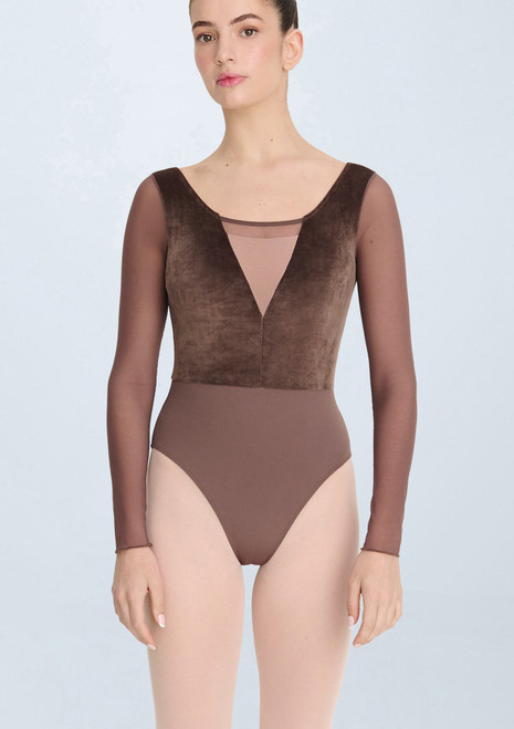 Intermezzo Iseult Long Sleeved Leotard Mink Front [Brown]
