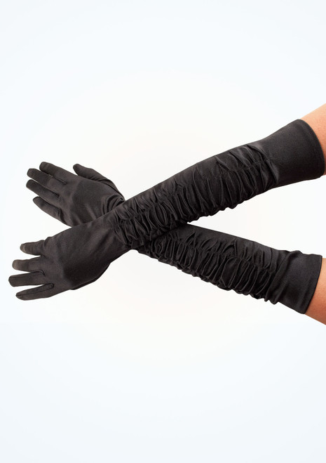 Satin Theatrical Gloves Black Main [Black]