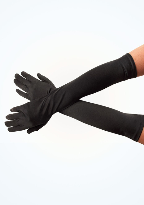 Satin Gloves 19" Black Main [Black]