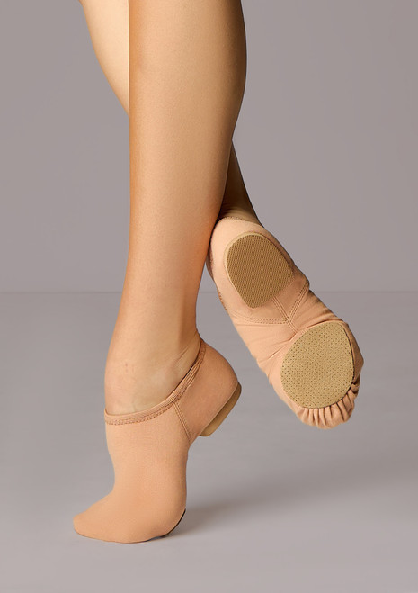 So Danca Nude Canvas Split Sole Jazz Shoes Nude Front [Tan]