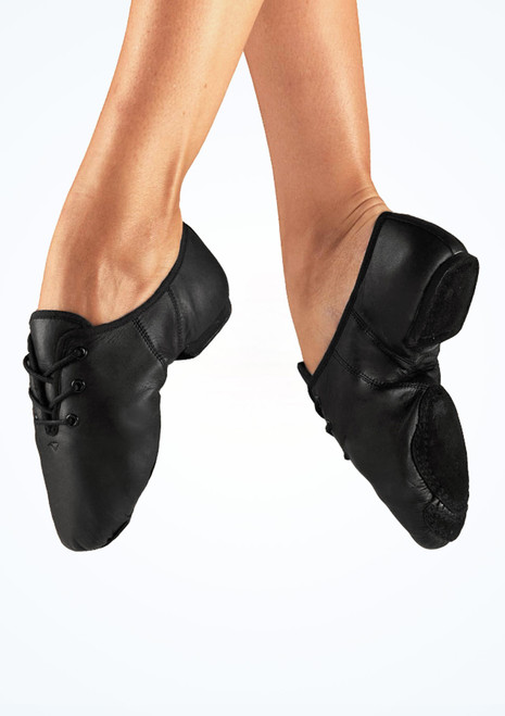 Alegra Basic Split Sole Jazz Shoe - Black Black Front [Black]