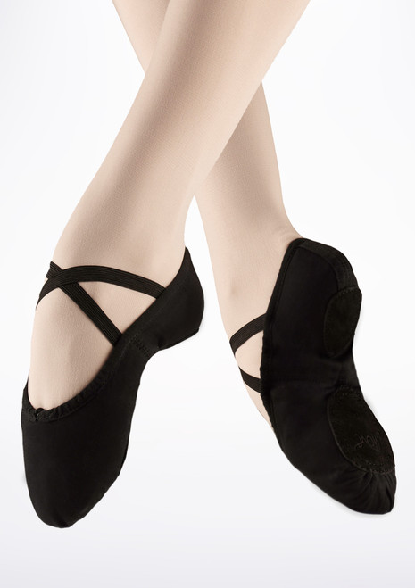 Move Dance Split Sole Canvas Ballet Shoe - Black Black Main [Black]