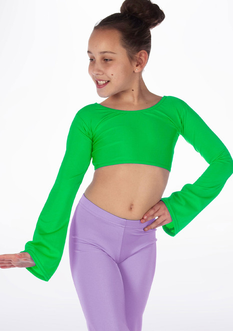 Alegra Girls Shiny Hanae Dance Top Vert Green Main [Green]