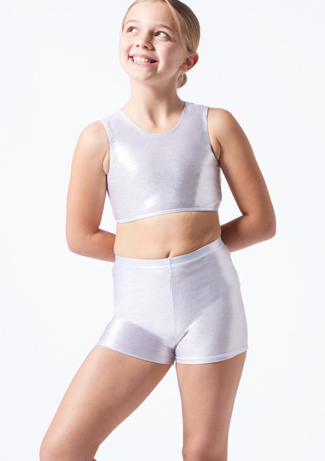 Alegra Girls Metallic Betty Dance Crop Top Cerise [Pink]