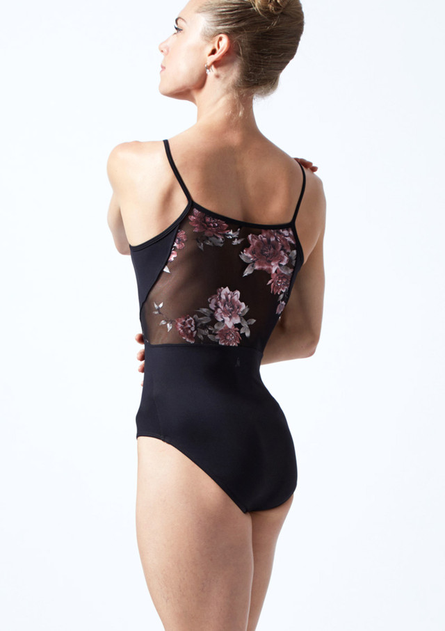 Move Dance Petal Floral Camisole Leotard Black Back [Black]