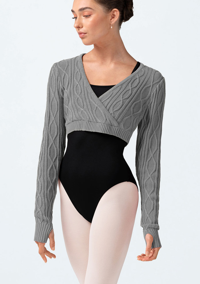 Bloch Atiyah Wrap Knit Crop Top Grey Front [Grey]