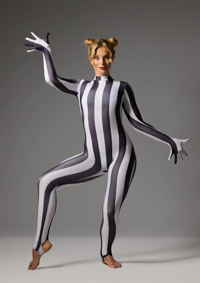 Jolista Gambit Stripe Glove Catsuit Black-White 247 [Black]