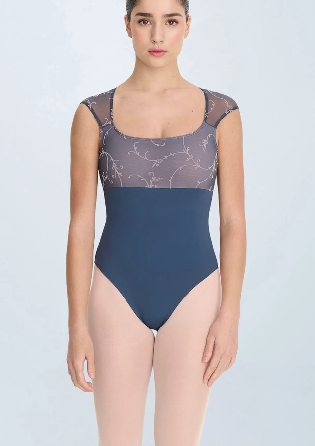 Intermezzo Ilaria Cap Sleeve Leotard Aqua Front [Blue]
