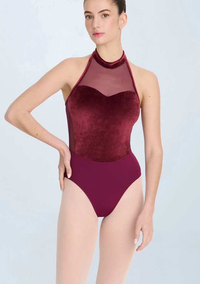 Intermezzo Iris Halterneck Leotard Garnet Front [Red]
