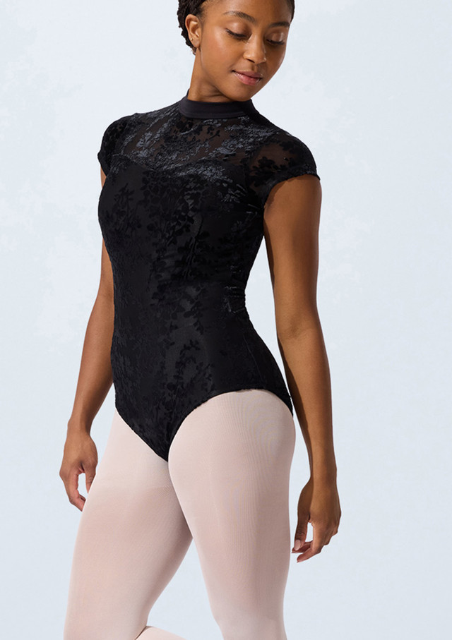 Capezio Rudi Short Sleeve Leotard Black Front [Black]