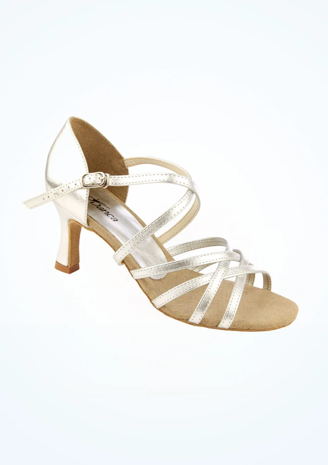 So Danca Strappy Ballroom Shoe 2.5" - Silver Silver Front [Silver]