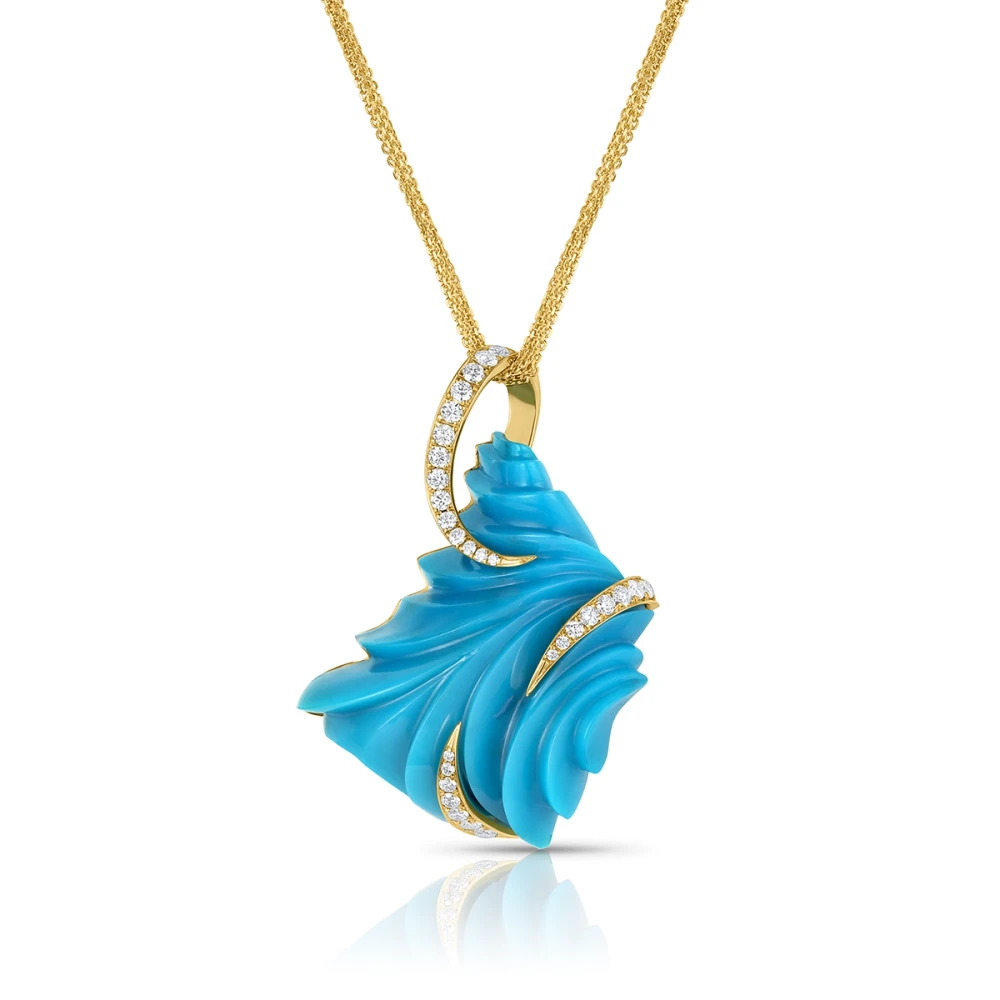 Sleeping Beauty Turquoise | Diamond | Yellow Gold | Necklace | Pendant | One-of-a-Kind | Limited Edition | Marina | Adam Neeley