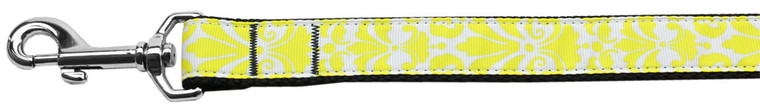 Damask Yellow Nylon Dog Leash Inch Wide Long