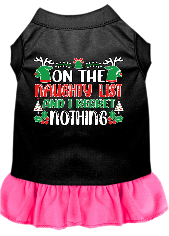 I Regret Nothing Screen Print Dog Dress Black With Bright Pink Size Xs