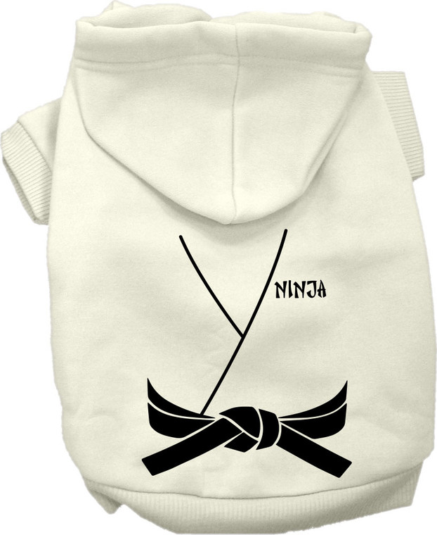 Ninja Costume Screen Print Dog Hoodie Cream Size Sm