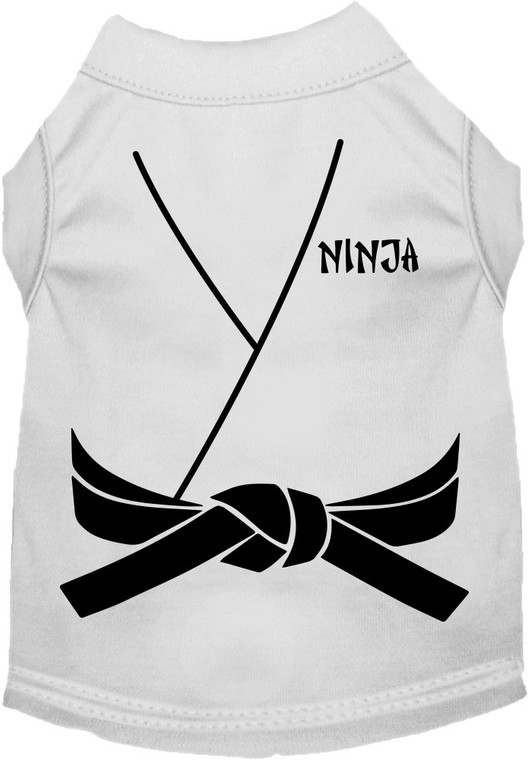 Ninja Costume Screen Print Dog Shirt White Size Xs