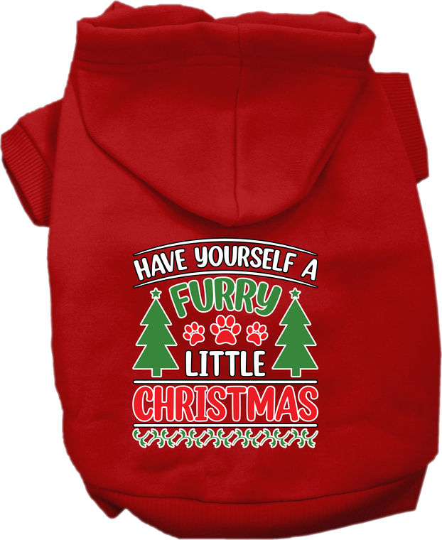 Furry Little Christmas Screen Print Dog Hoodie Red Size Xxxl