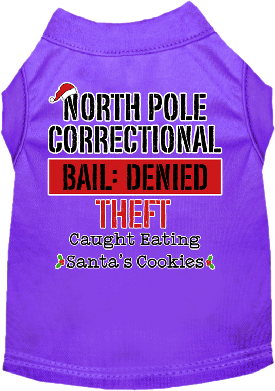 North Pole Correctional Screen Print Dog Shirt Purple Size Xs