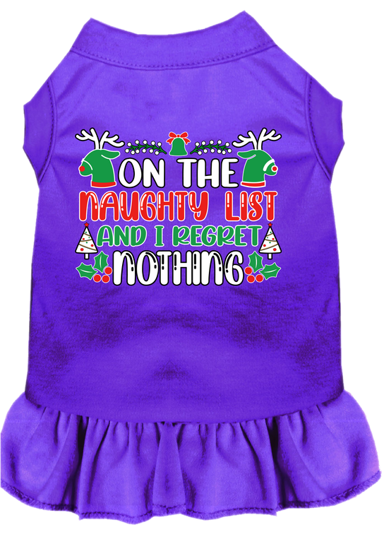 I Regret Nothing Screen Print Dog Dress Purple Size Lg