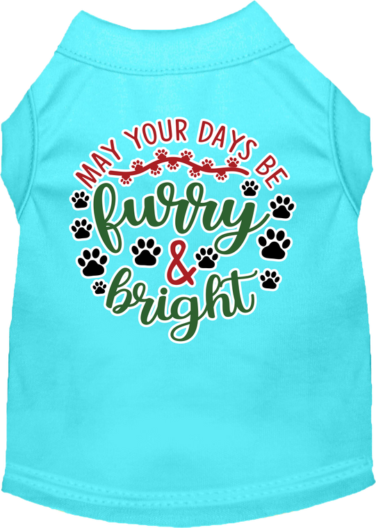 Furry And Bright Screen Print Dog Shirt Aqua Size 6x