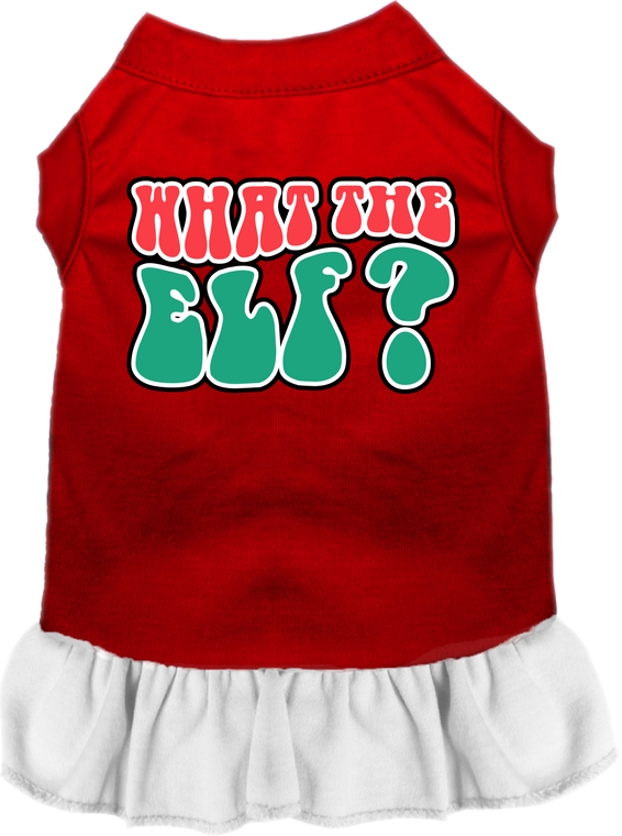 What The Elf Screen Print Dog Dress Red With White Size Xxxl