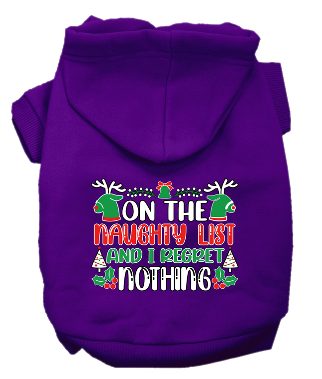 I Regret Nothing Screen Print Dog Hoodie Purple Size Xxl